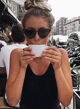 欧美小众猫眼墨镜女偏光复古显脸小太阳镜防紫外线ins肯豆同款