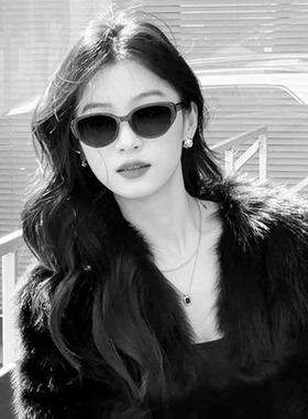 方圆脸天菜 可配高度近视墨镜女偏光开车驾驶猫眼黑色太阳镜时髦