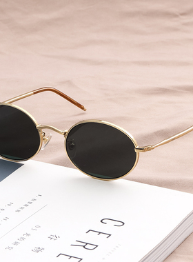 正 高质 刘亦菲黄亦玫同款墨镜女复古椭圆形太阳眼镜防晒防紫外线