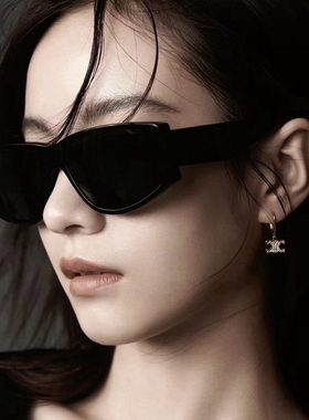 短头花同款墨镜女黑色猫眼