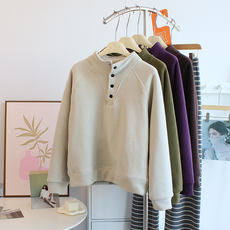 软绵绵奥利绒套头卫衣女冬季宽松加绒加厚小立领运动休闲绒衫外套,淘宝优惠券,粉丝福利购,淘宝优惠卷