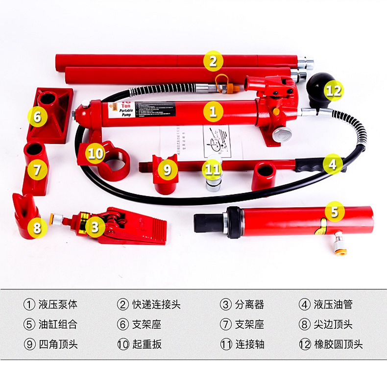 4T10吨汽车钣金修复分离式液压千斤顶轿车凹陷整形拉拔矫正工具-图2