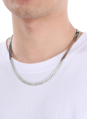 men chains cuban golden silvery flat necklace fashion hiphop