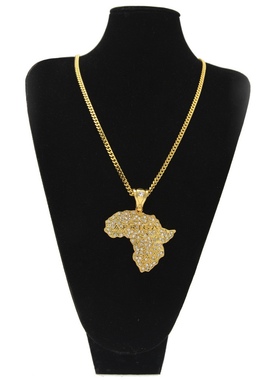 Africa map chains for men cuban pendant gold silver hiphop