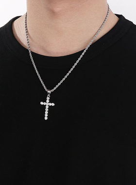 Cross necklace for men chains gold color bling hip-hop rock