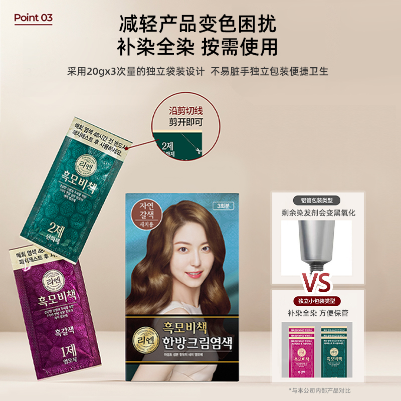LG生活健康睿嫣润膏秀发秘策染发霜自然黑色褐色遮盖白发官方正品
