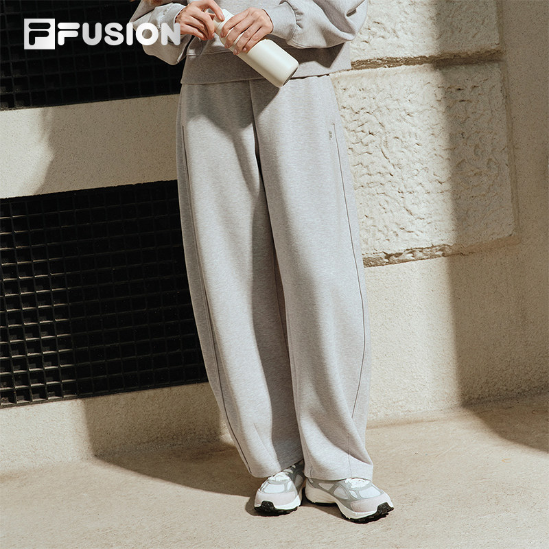 FILA FUSION斐乐潮牌针织长裤女2026秋季新款宽松时尚休闲阔腿裤 裤哭实拍商品图