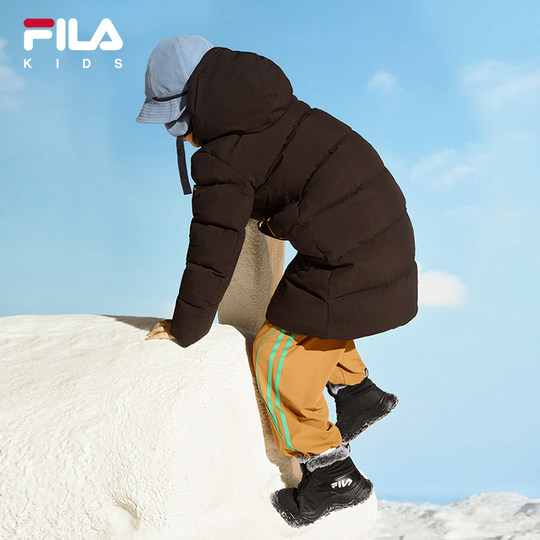 FILA KIDS斐乐童鞋儿童加绒保暖防滑靴冬款男大童旋钮运动鞋棉鞋