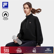 FILA File Womens knitted Caterback hooded sweatshirt 2023 Winter new loose Fitness Sports Livewear