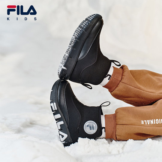 FILA KIDS斐乐童鞋儿童软糖棉鞋冬季款加绒保暖高帮一脚蹬休闲鞋