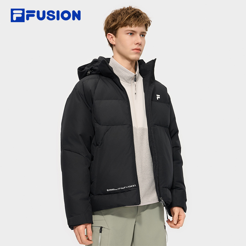 FILA FUSION斐乐潮牌羽绒服男2025冬季新款时尚休闲保暖连帽外套