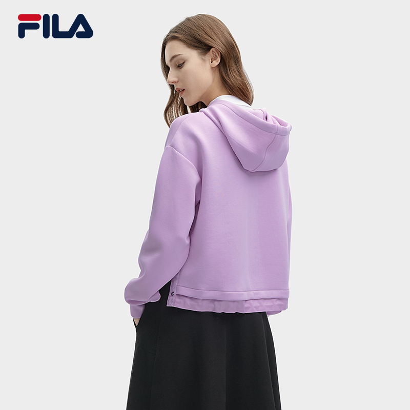 【杨幂同款】FILA 斐乐连帽卫衣女2024春新款宽松刺绣运动上衣