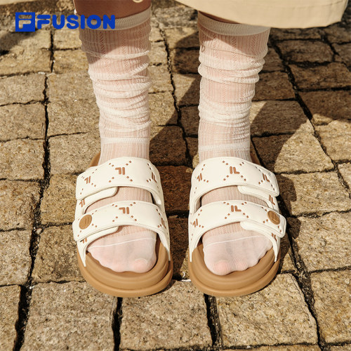 FILA FUSION斐乐潮牌拖鞋老花女鞋2026夏季新款魔术贴女士凉拖鞋 - 图0