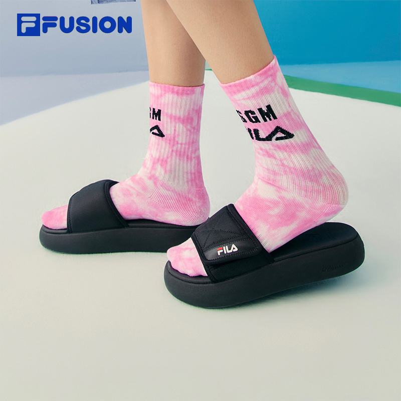 FILA FUSION斐乐官方运动拖鞋女鞋沙滩凉拖厚底魔术贴凉鞋男鞋-图0