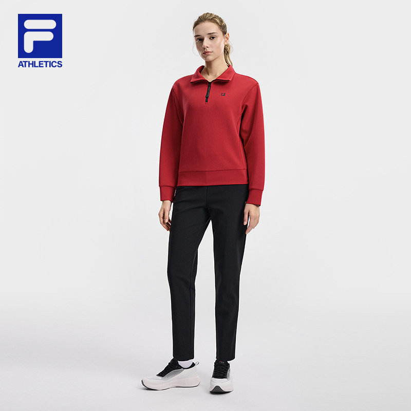FILA 斐乐官方女子套头卫衣2026春季新款健身运动半拉链针织上衣,淘宝优惠券,粉丝福利购,淘宝优惠卷