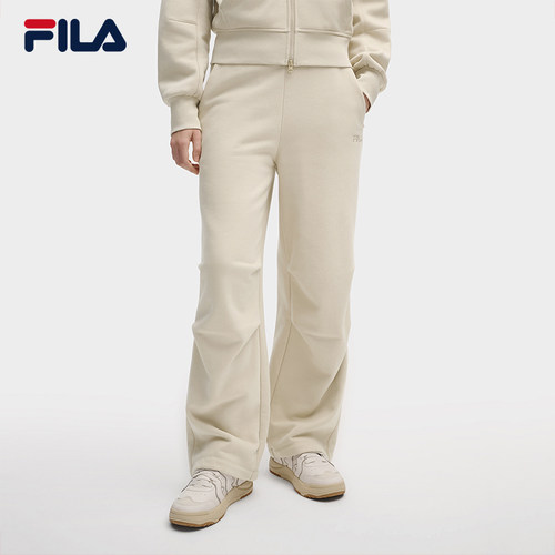 FILA 斐乐官方女士针织长裤2025冬季新款时尚休闲加绒宽松直筒裤 - 图1