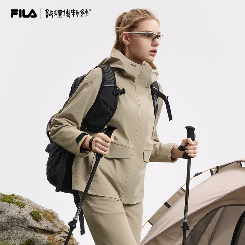 FILA｜敦煌博物馆联名斐乐官方女梭织外套25春新户外运动连帽上衣