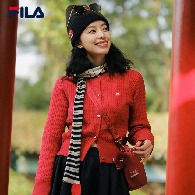 FILA ເອົາອອກທັນທີ Blush Sweater Jacket ຖັກແມ່ຍິງ