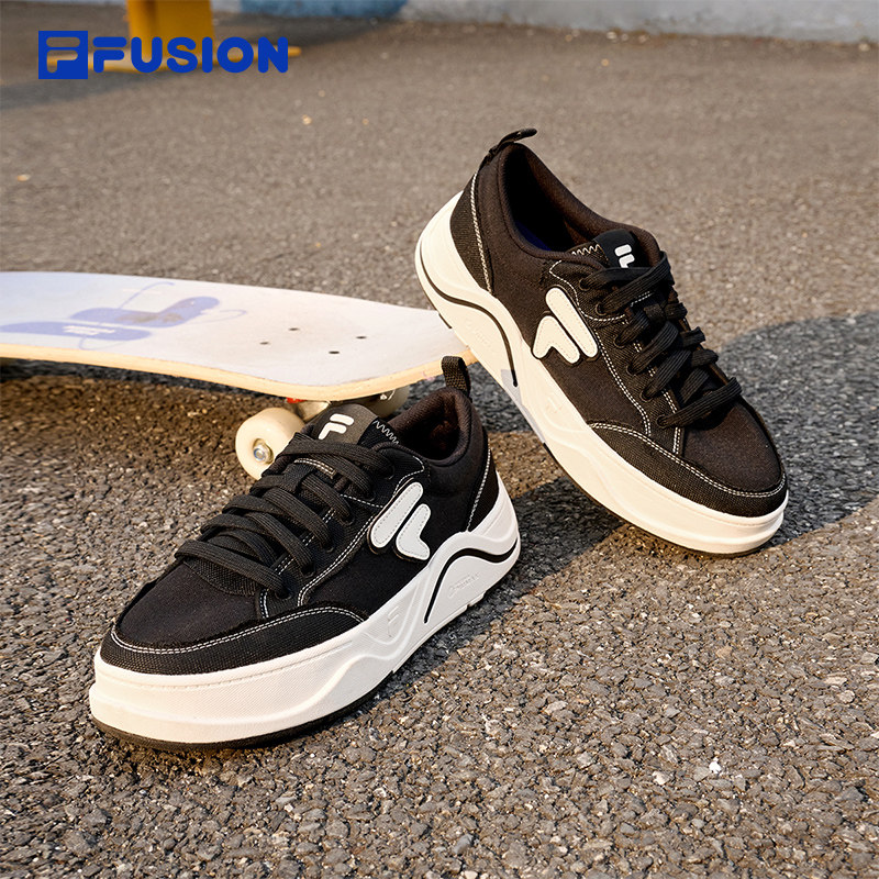 FILA FUSION 斐乐官方男鞋厚底帆布鞋夏季透气运动鞋轻便板鞋女鞋