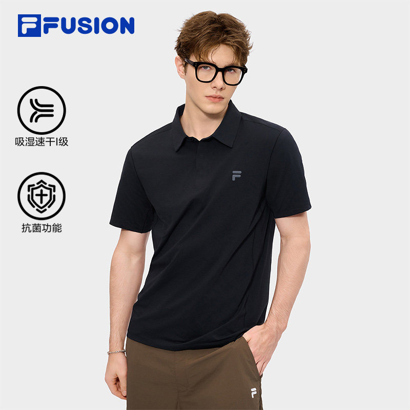 吸湿速干|FILA FUSION斐乐官方男士2026夏新款T恤短袖POLO衫男装