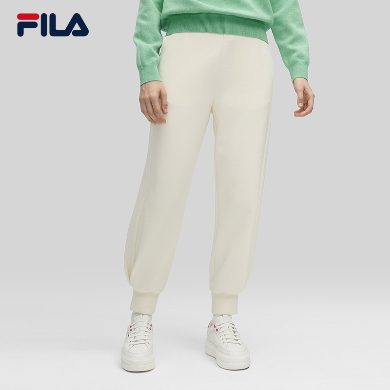 FILA Emerald斐乐女士针织长裤2024春新款时尚简约舒适收口休闲裤-图1