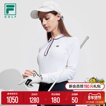 FILA File Official Woman Knit Long Sleeve POLO Shirt 2024 Spring New Collision Color Golf Sport Blouse