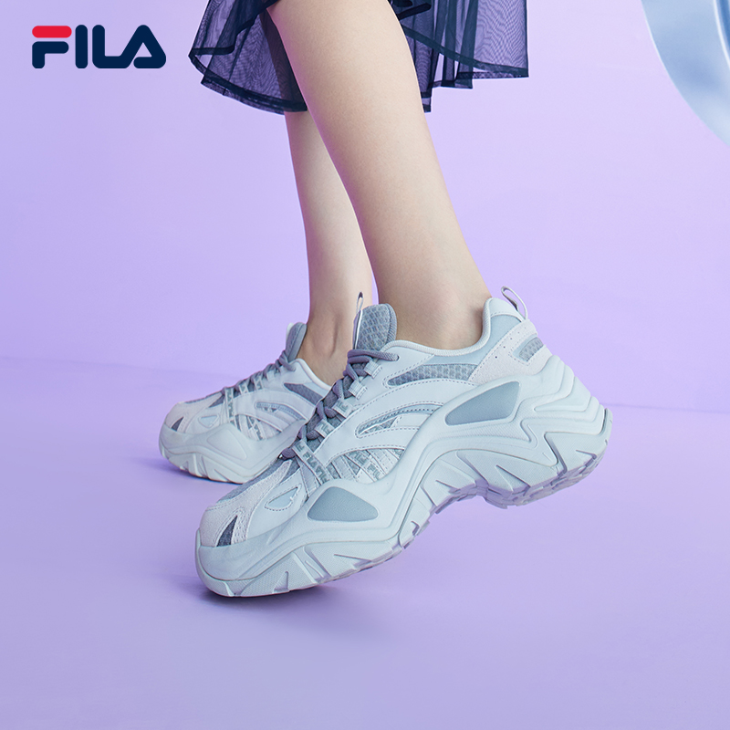 FILA 斐乐鱼刺SOFIA老爹鞋女鞋厚底增高时尚休闲鞋夏季反光运动鞋 - 图0