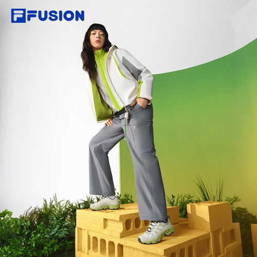 FILA FUSION斐乐潮牌梭织加绒长裤女2026春季新款宽松工装裤子男 - 图0