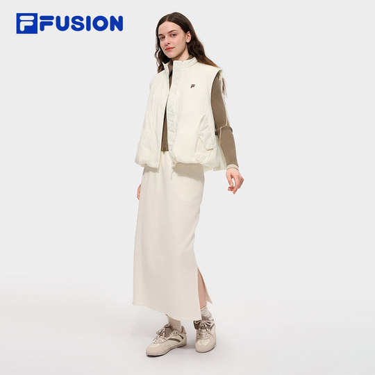 FILA FUSION斐乐潮牌羽绒马甲女2025冬新款时尚休闲宽松保暖上衣