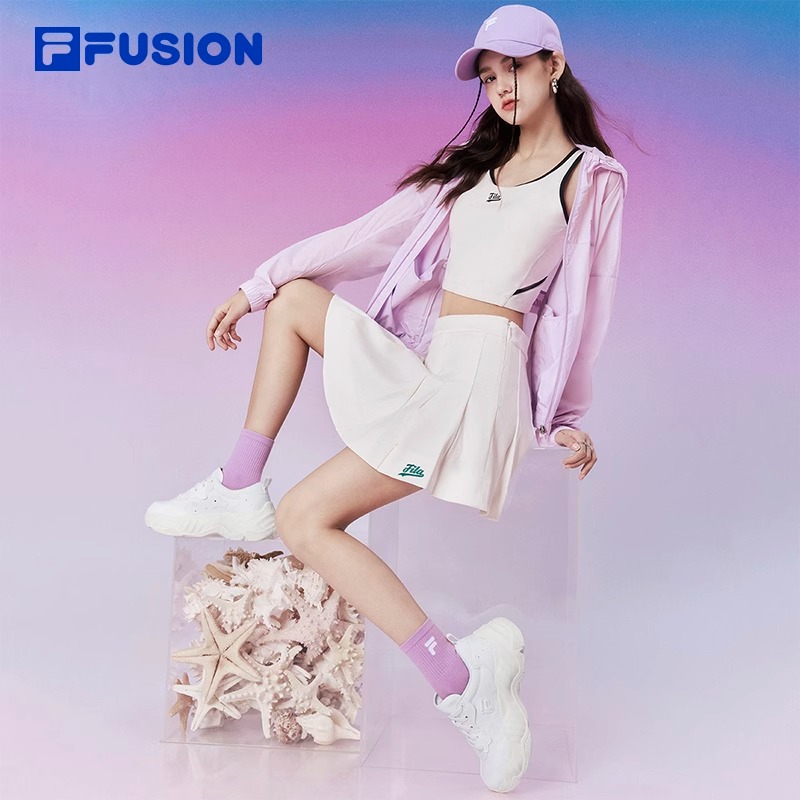 FILA FUSION斐乐潮牌女鞋海星2代厚底帆布鞋2024夏季新款运动鞋女-图1