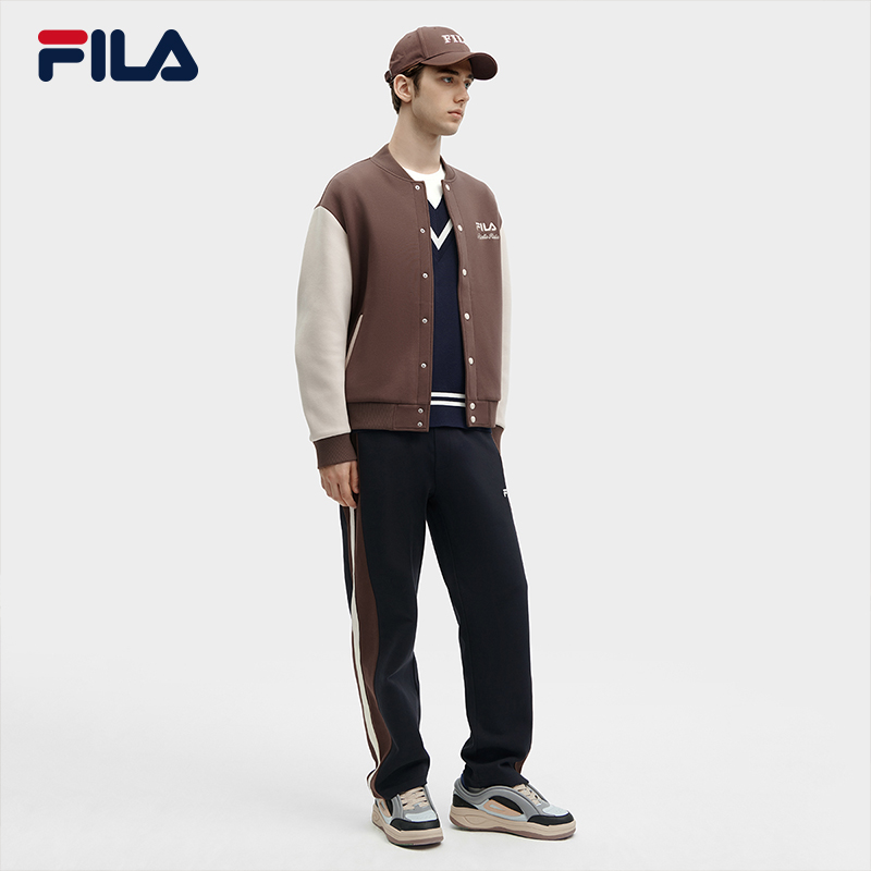 FILA 斐乐官方男士外套2024春季新款撞色时尚复古运动棒球服夹克