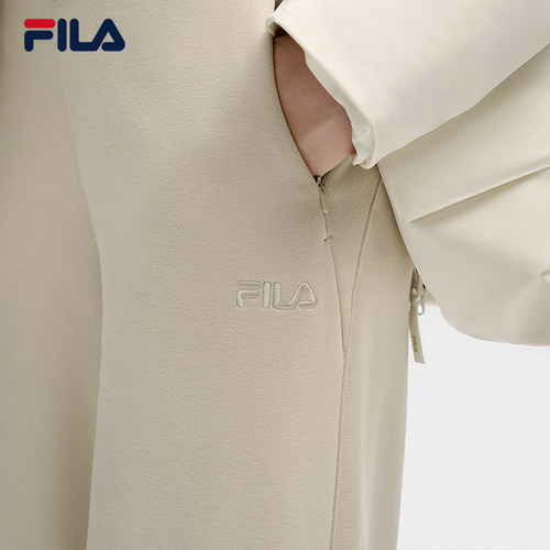 FILA 斐乐官方女士针织长裤2025冬季新款时尚休闲加绒宽松直筒裤 - 图3