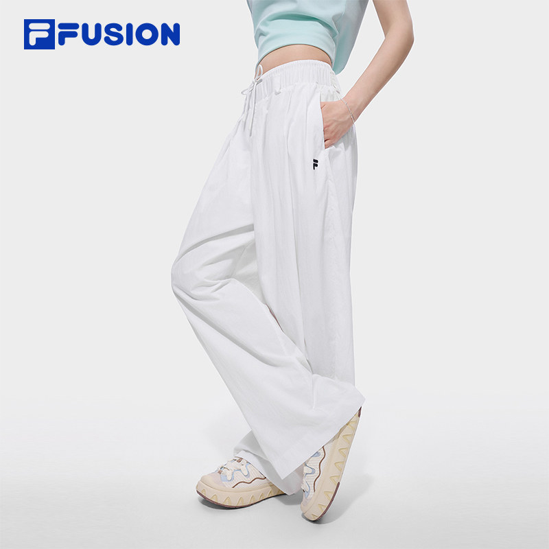FILA FUSION斐乐潮牌梭织长裤女2026秋季新款时尚宽松休闲阔腿裤 裤哭实拍商品图
