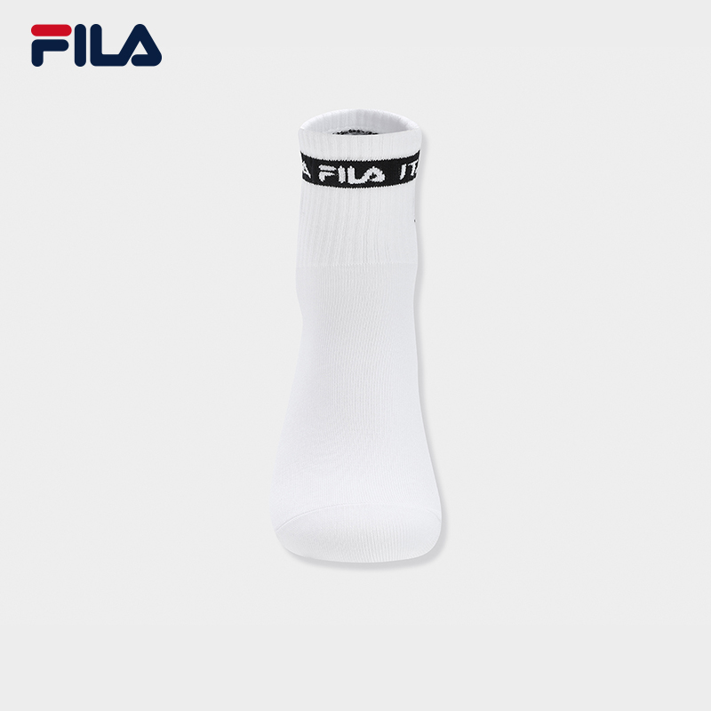 FILA 斐乐官方男袜中腰袜时尚百搭黑色休闲舒适袜运动袜中筒袜子 - 图1