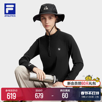 FILA File Official Woman Knit Long Sleeve Shirt 2024 Spring New Base Outdoor Sports Stand Blouse