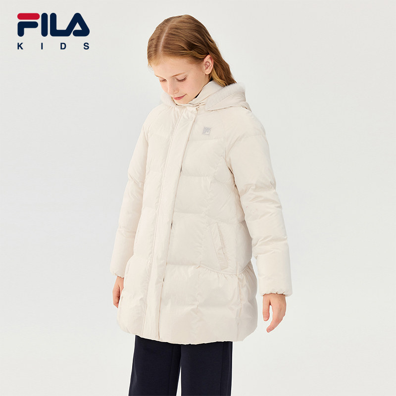 FILA KIDS斐乐童装女大童羽绒服2025冬新款儿童保暖中长休闲外套,淘宝优惠券,粉丝福利购,淘宝优惠卷