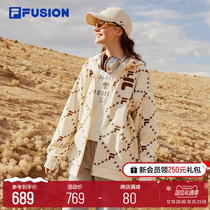 FILA FUSION Fieroy lovers jacket cardiovert and old flower sweatshirt male and female autumn winter loose sports blouses