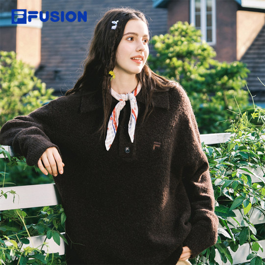 FILA FUSION Fila trendy brand couple style knitted sweater for men 2025 winter new loose pullover sweater for women