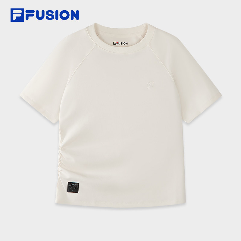 FILA FUSION斐乐潮牌女子针织短袖衫2026春季新款简约修身休闲T恤,淘宝优惠券,粉丝福利购,淘宝优惠卷