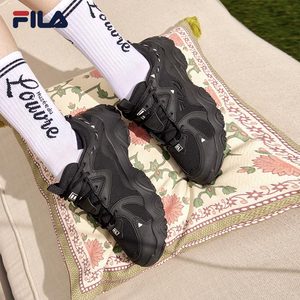 FILA 斐乐官方猫爪鞋4代女鞋老爹鞋黑色鞋子秋季运动鞋休闲鞋男鞋