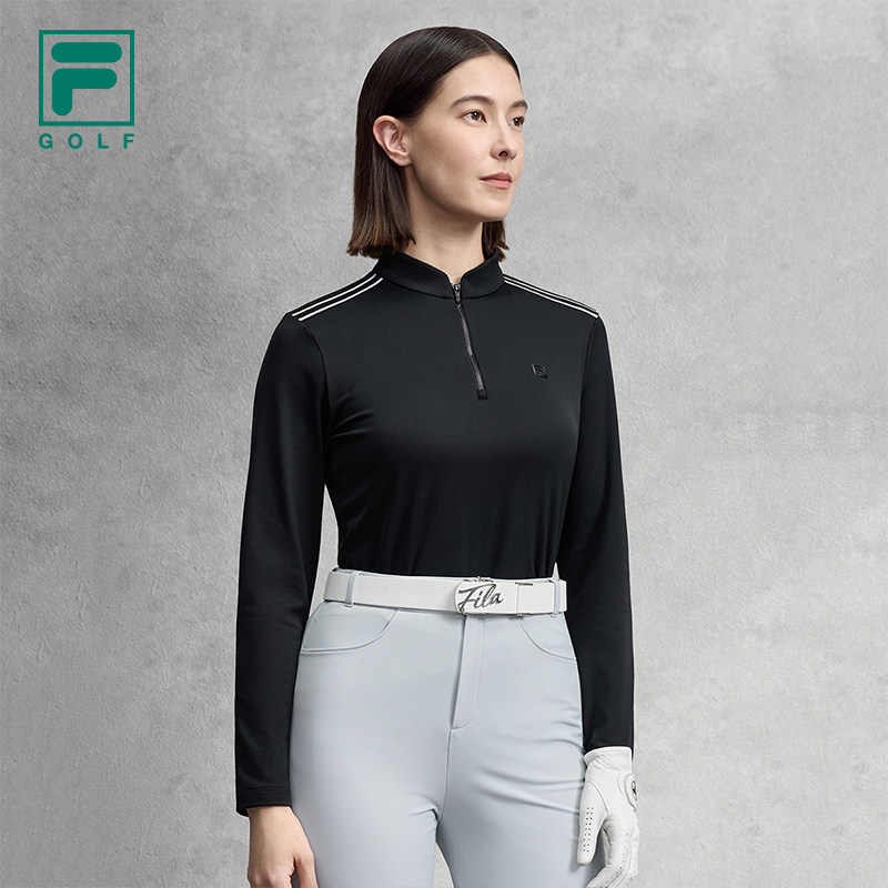 FILA 斐乐官方女子针织长袖衫2025冬新款高尔夫运动防晒半拉链长T,淘宝优惠券,粉丝福利购,淘宝优惠卷