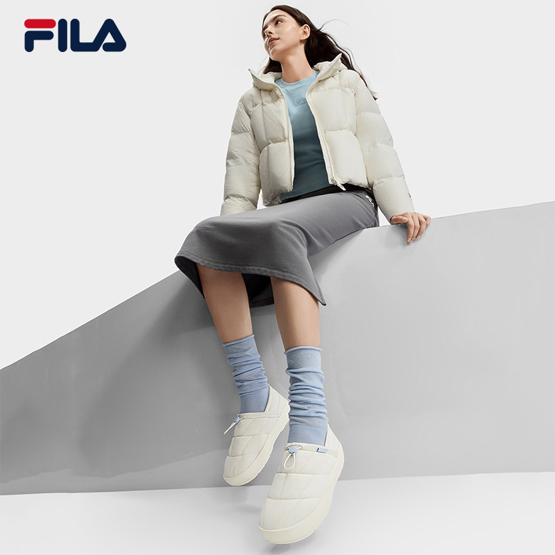 河豚鞋|FILA 斐乐官方女鞋PUFFER加绒保暖一脚蹬休闲拖鞋棉鞋板鞋 - 图2