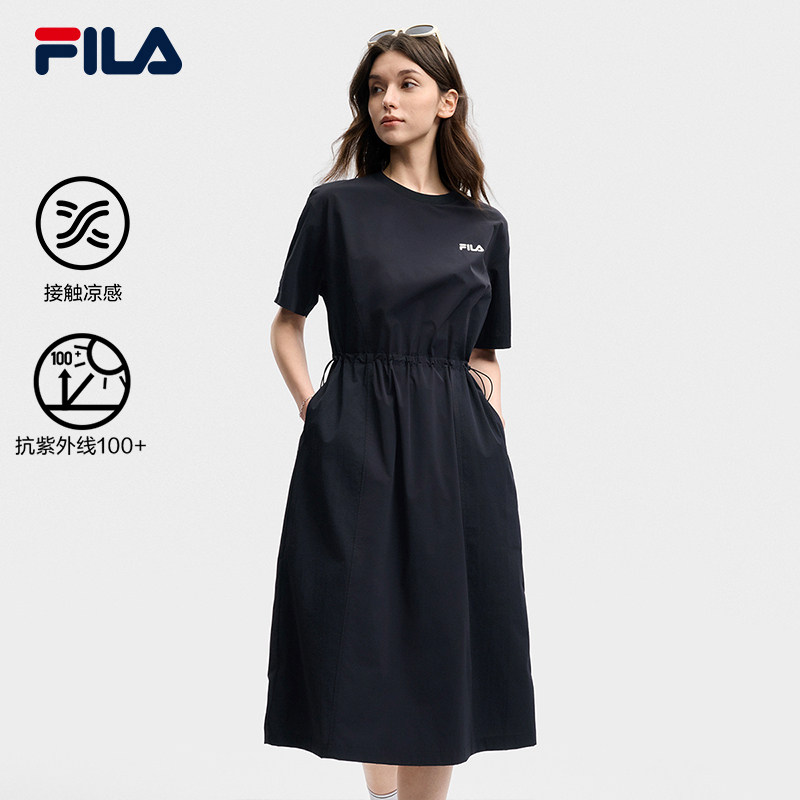 FILA 斐乐官方女子梭织连衣裙2026夏季新款防晒凉感宽松收腰裙子