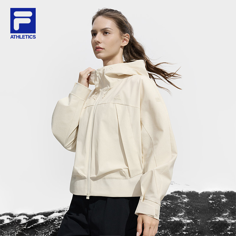 FILA 斐乐官方女士梭织外套2025冬新款户外运动宽松拼色连帽上衣,淘宝优惠券,粉丝福利购,淘宝优惠卷