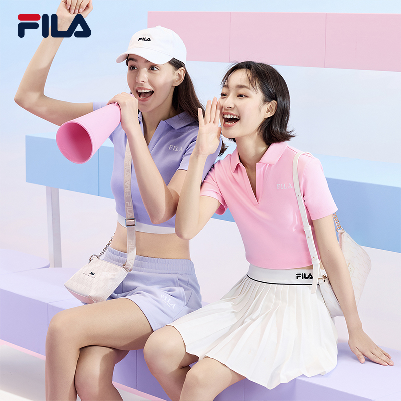 FILA 斐乐女子短袖POLO衫2024夏季新款短版透气修身显瘦翻领T恤女 - 图2