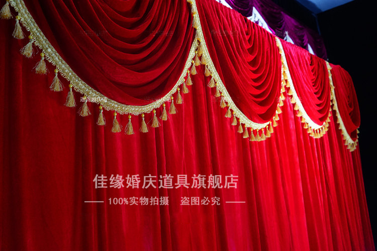 新款婚庆背景金丝天鹅绒背景纱幔布幔帷幔幕布结婚礼婚庆道具幔头_虎窝淘