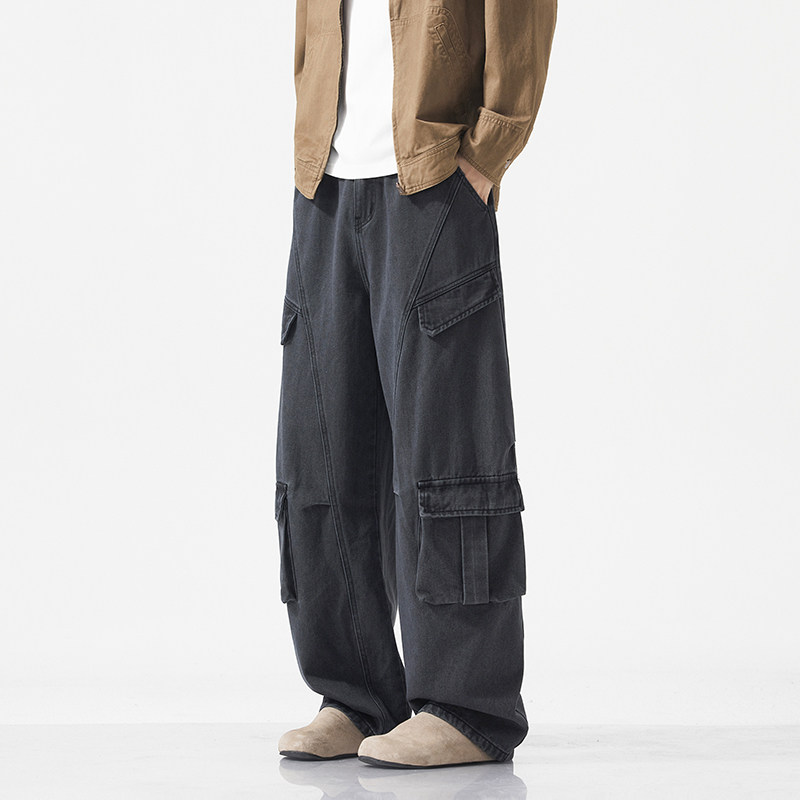 大码男士休闲裤秋冬加绒加厚美式复古潮流工装裤运动多口袋阔腿裤,淘宝优惠券,粉丝福利购,淘宝优惠卷
