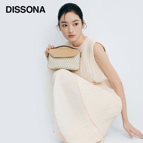 DISSONA迪桑娜女包幸运锦囊邮差包单肩斜挎包老花手提小方包 - 图2