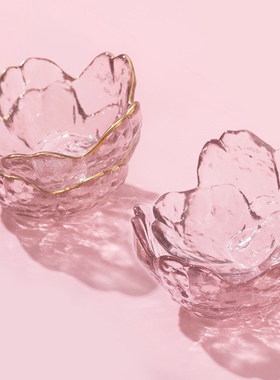 日式樱花碟精油蝶玻璃碗小碗精油碗配料碟