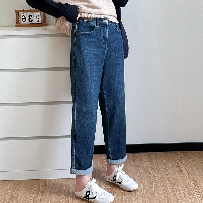 COCO微胖大码牛仔裤女胖mm阔腿裤2025新款直筒裤宽松高腰显瘦裤子 - 图1